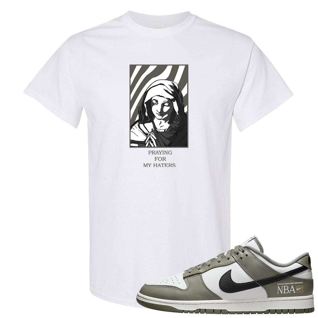 Muted Olive Grey Low Dunks T Shirt | God Told Me, White