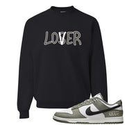 Muted Olive Grey Low Dunks Crewneck Sweatshirt | Lover, Black
