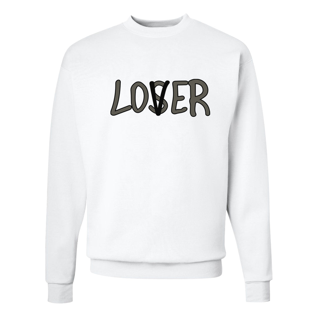 Muted Olive Grey Low Dunks Crewneck Sweatshirt | Lover, White