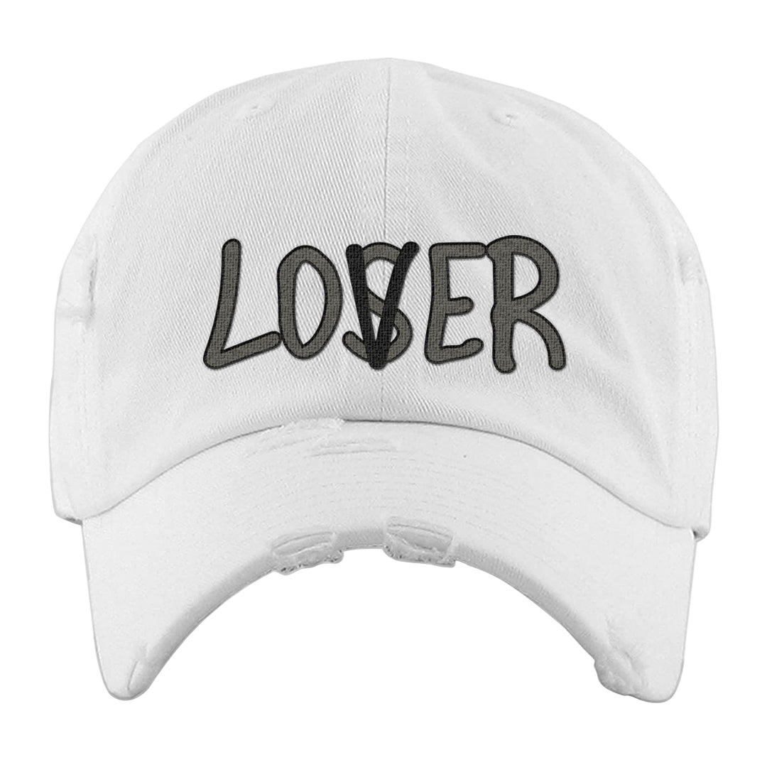 Muted Olive Grey Low Dunks Distressed Dad Hat | Lover, White