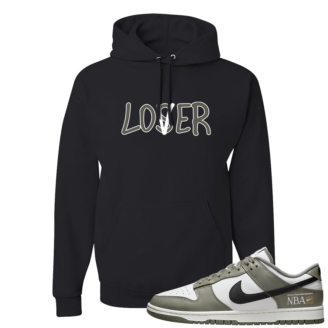 Muted Olive Grey Low Dunks Hoodie | Lover, Black