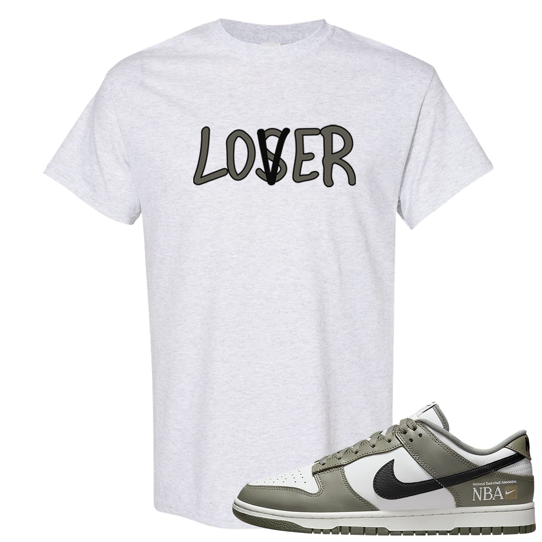 Muted Olive Grey Low Dunks T Shirt | Lover, Ash