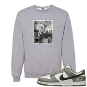 Muted Olive Grey Low Dunks Crewneck Sweatshirt | Miguel, Ash