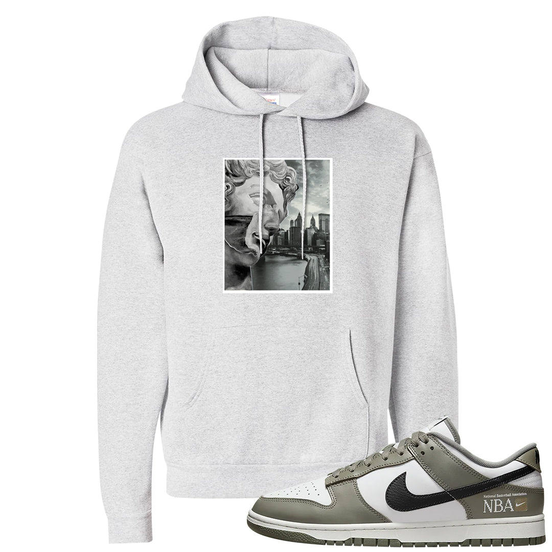 Muted Olive Grey Low Dunks Hoodie | Miguel, Ash