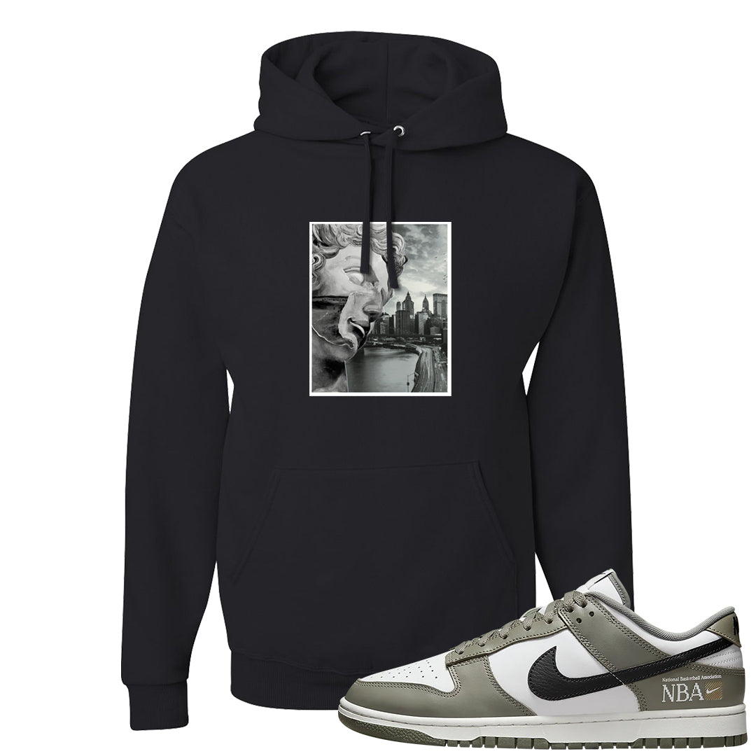 Muted Olive Grey Low Dunks Hoodie | Miguel, Black