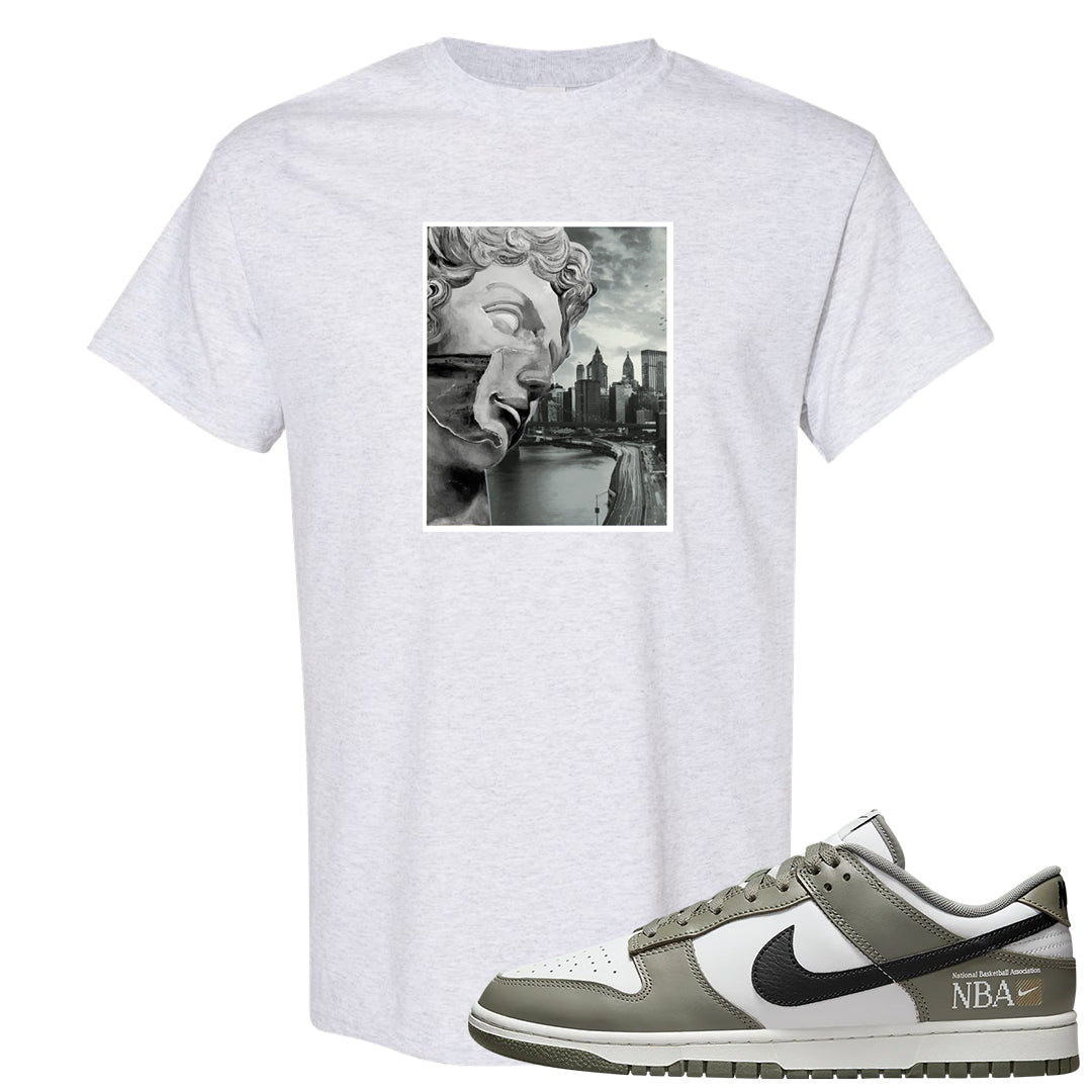 Muted Olive Grey Low Dunks T Shirt | Miguel, Ash