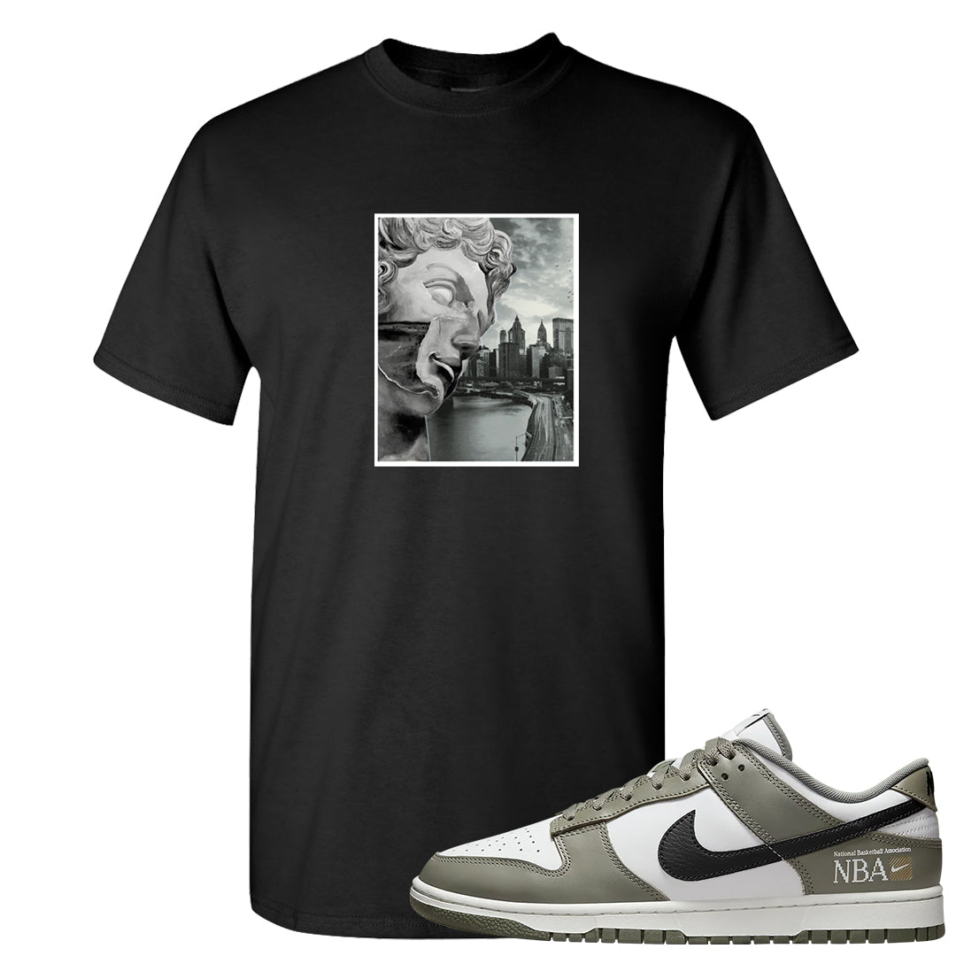 Muted Olive Grey Low Dunks T Shirt | Miguel, Black