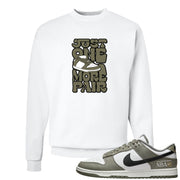 Muted Olive Grey Low Dunks Crewneck Sweatshirt | One More Pair Dunk, White