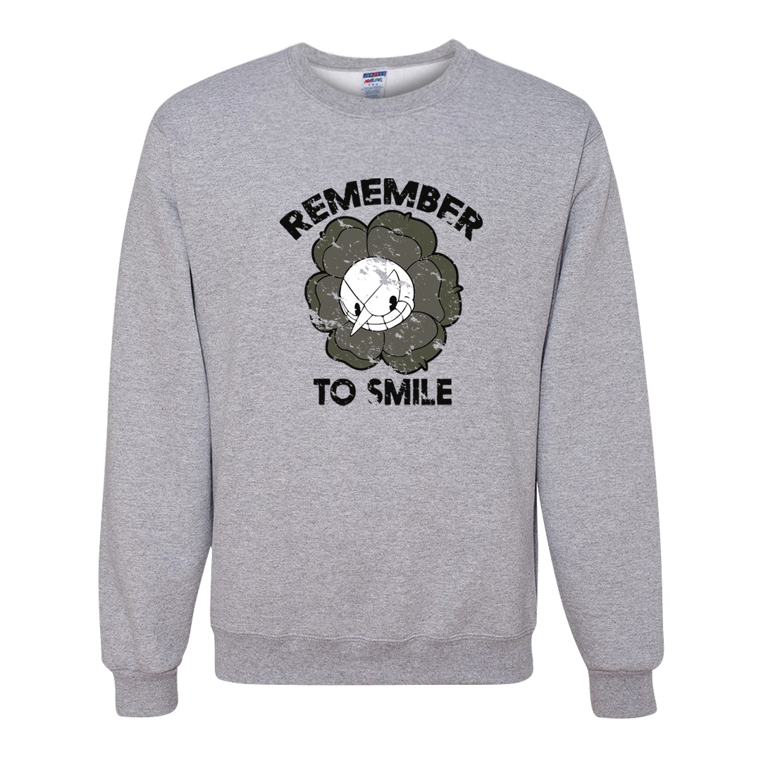 Muted Olive Grey Low Dunks Crewneck Sweatshirt | Remember To Smile, Ash