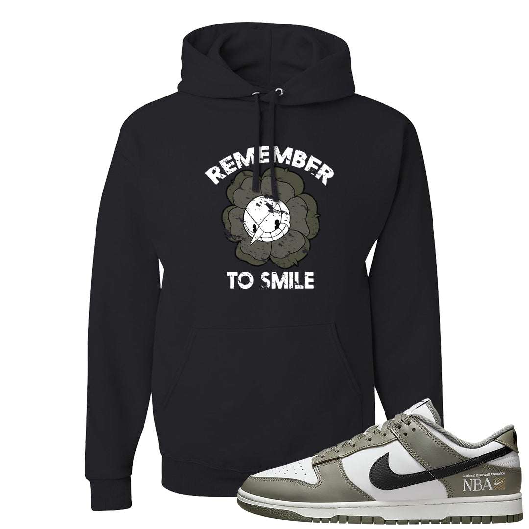 Muted Olive Grey Low Dunks Hoodie | Remember To Smile, Black