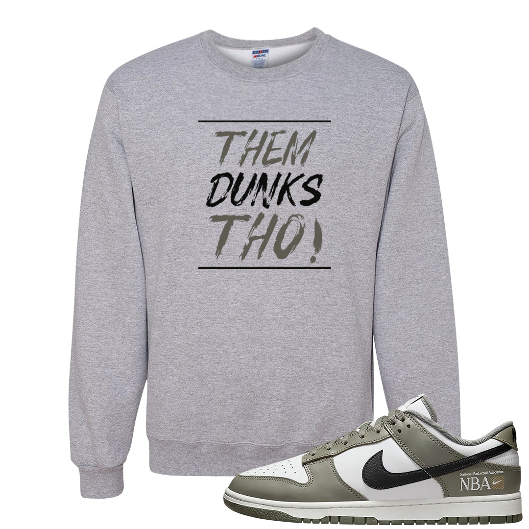Muted Olive Grey Low Dunks Crewneck Sweatshirt | Them Dunks Tho, Ash
