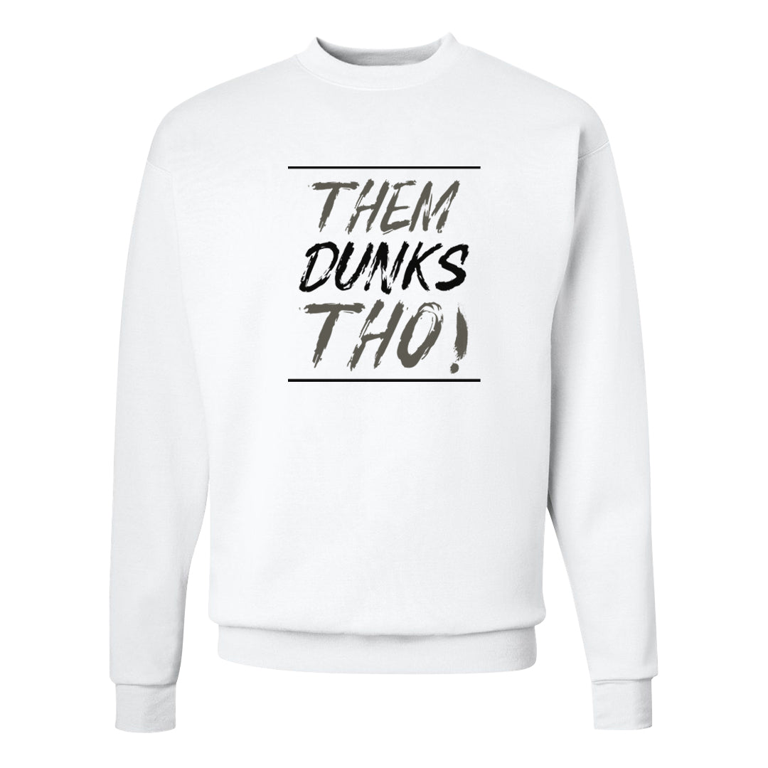 Muted Olive Grey Low Dunks Crewneck Sweatshirt | Them Dunks Tho, White