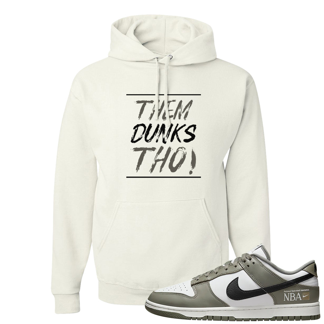 Muted Olive Grey Low Dunks Hoodie | Them Dunks Tho, White