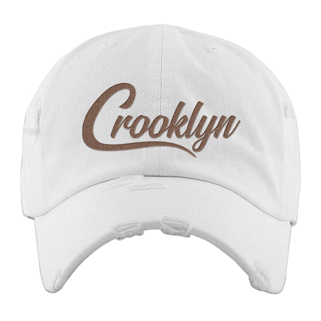 Next Nature Sail Brown Low Dunks Distressed Dad Hat | Crooklyn, White