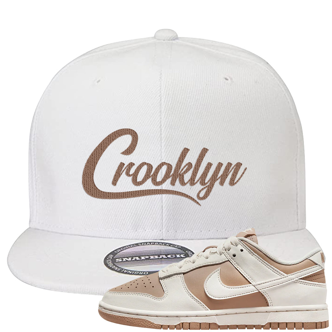 Next Nature Sail Brown Low Dunks Snapback Hat | Crooklyn, White