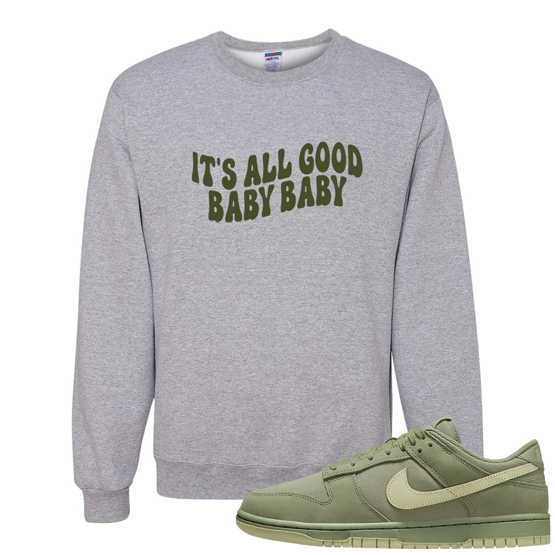 Oil Green Low Dunks Crewneck Sweatshirt | All Good Baby, Ash