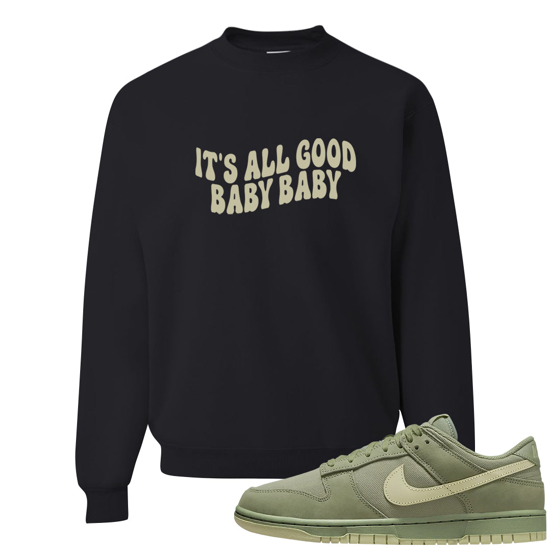 Oil Green Low Dunks Crewneck Sweatshirt | All Good Baby, Black