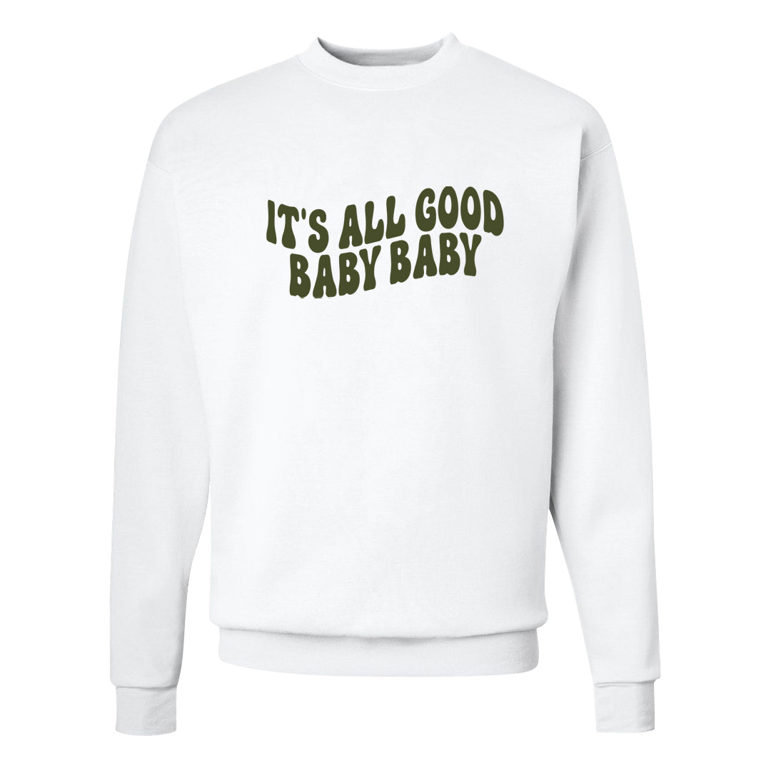 Oil Green Low Dunks Crewneck Sweatshirt | All Good Baby, White