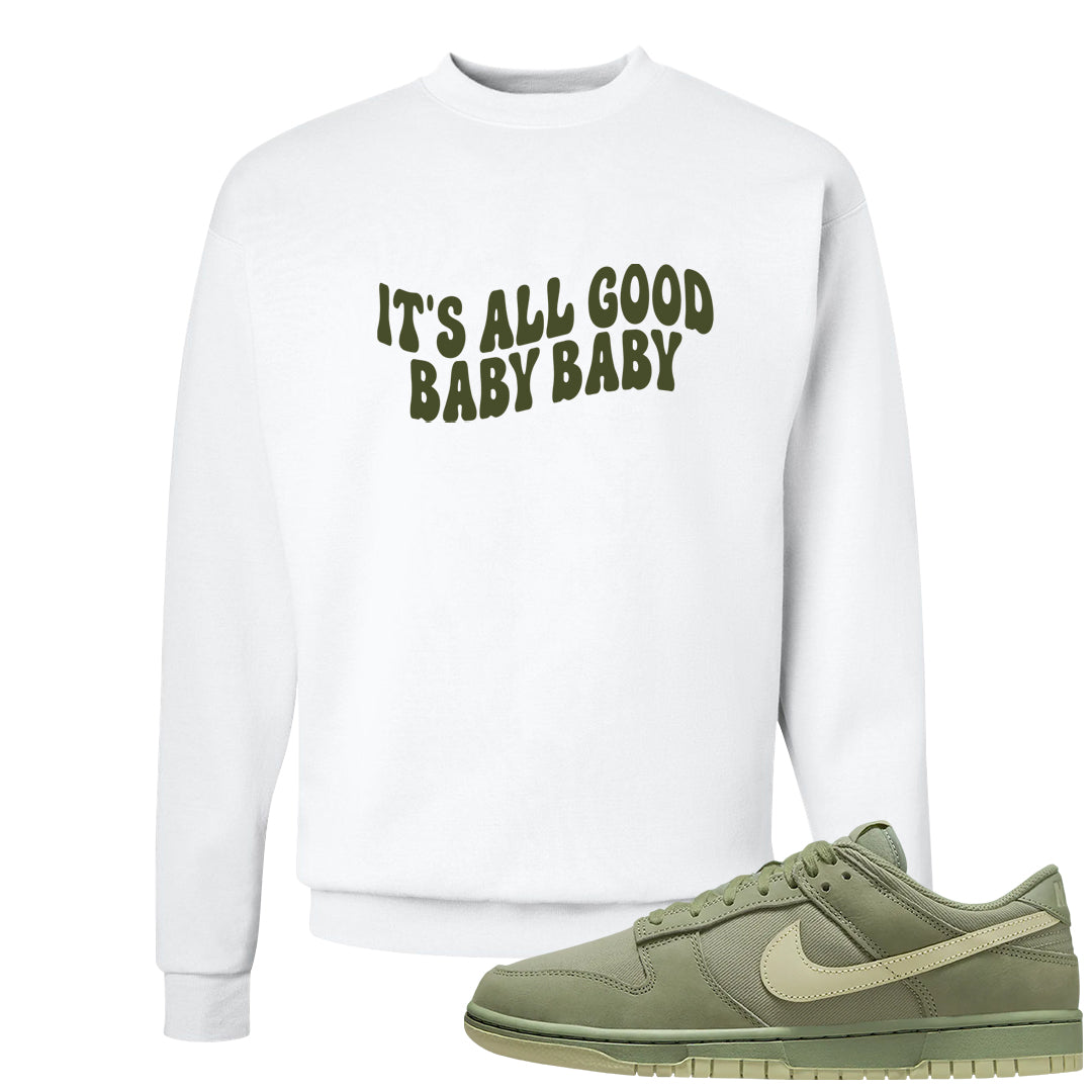 Oil Green Low Dunks Crewneck Sweatshirt | All Good Baby, White