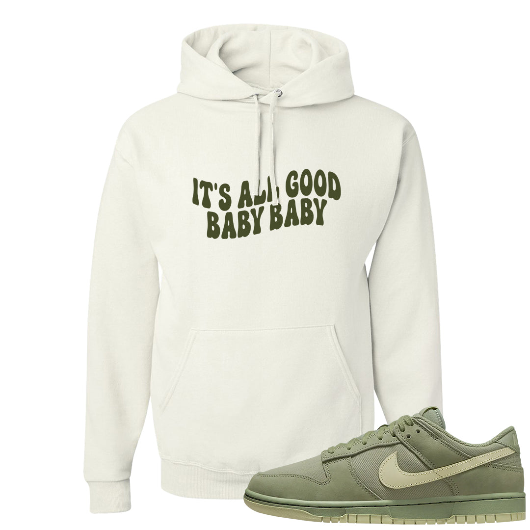 Oil Green Low Dunks Hoodie | All Good Baby, White