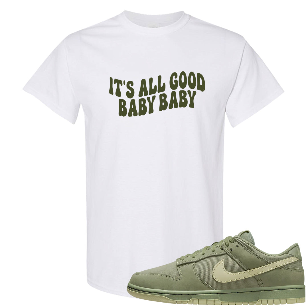 Oil Green Low Dunks T Shirt | All Good Baby, White
