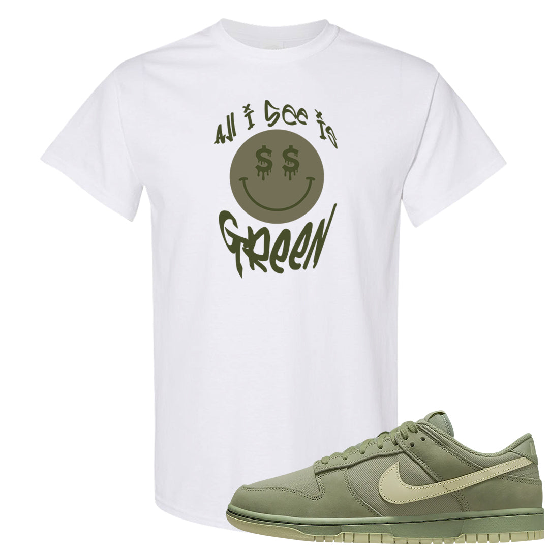Oil Green Low Dunks T Shirt | All I See Is Green, White