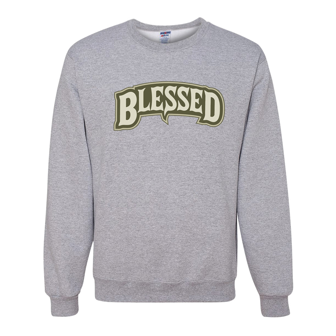 Oil Green Low Dunks Crewneck Sweatshirt | Blessed Arch, Ash