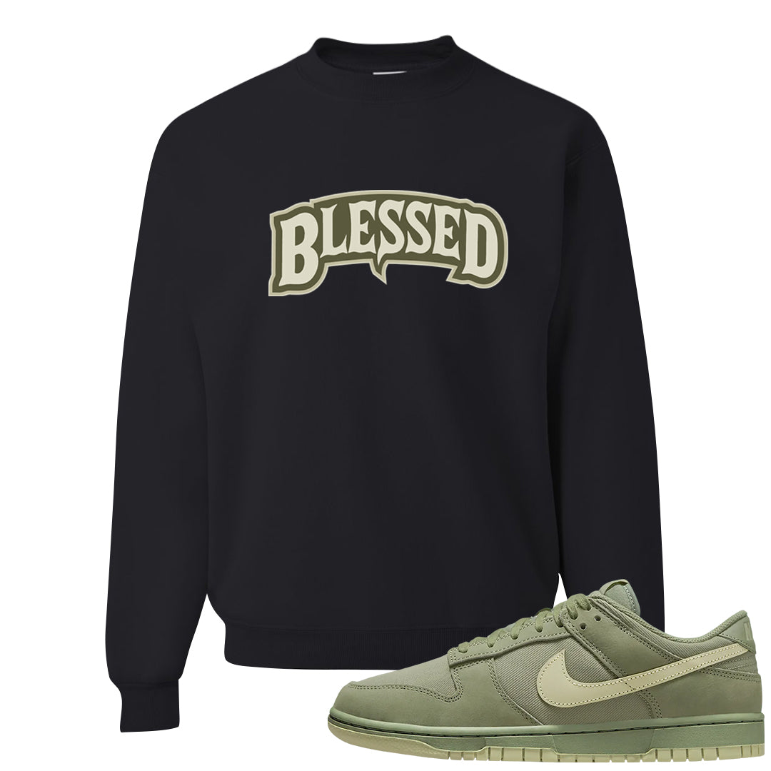 Oil Green Low Dunks Crewneck Sweatshirt | Blessed Arch, Black
