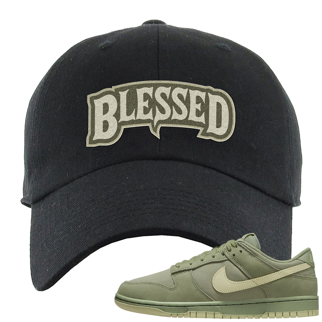 Oil Green Low Dunks Dad Hat | Blessed Arch, Black