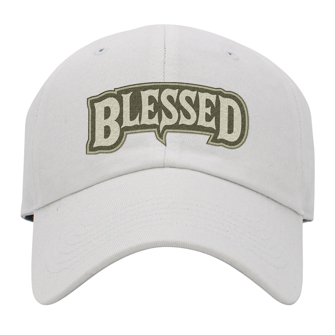 Oil Green Low Dunks Dad Hat | Blessed Arch, White