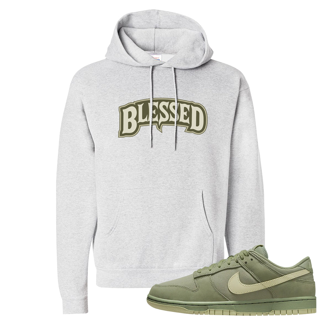 Oil Green Low Dunks Hoodie | Blessed Arch, Ash