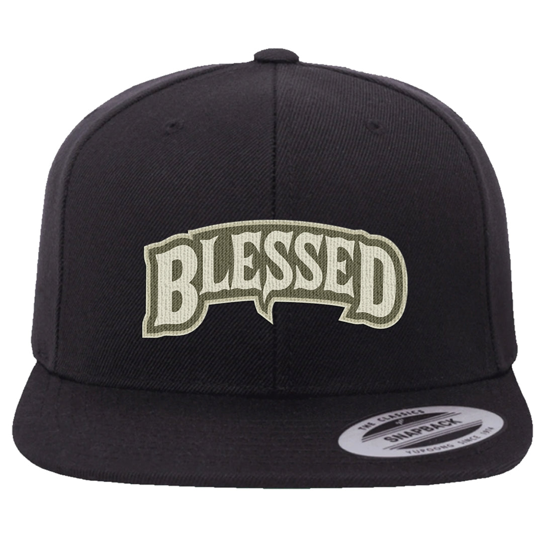 Oil Green Low Dunks Snapback Hat | Blessed Arch, Black