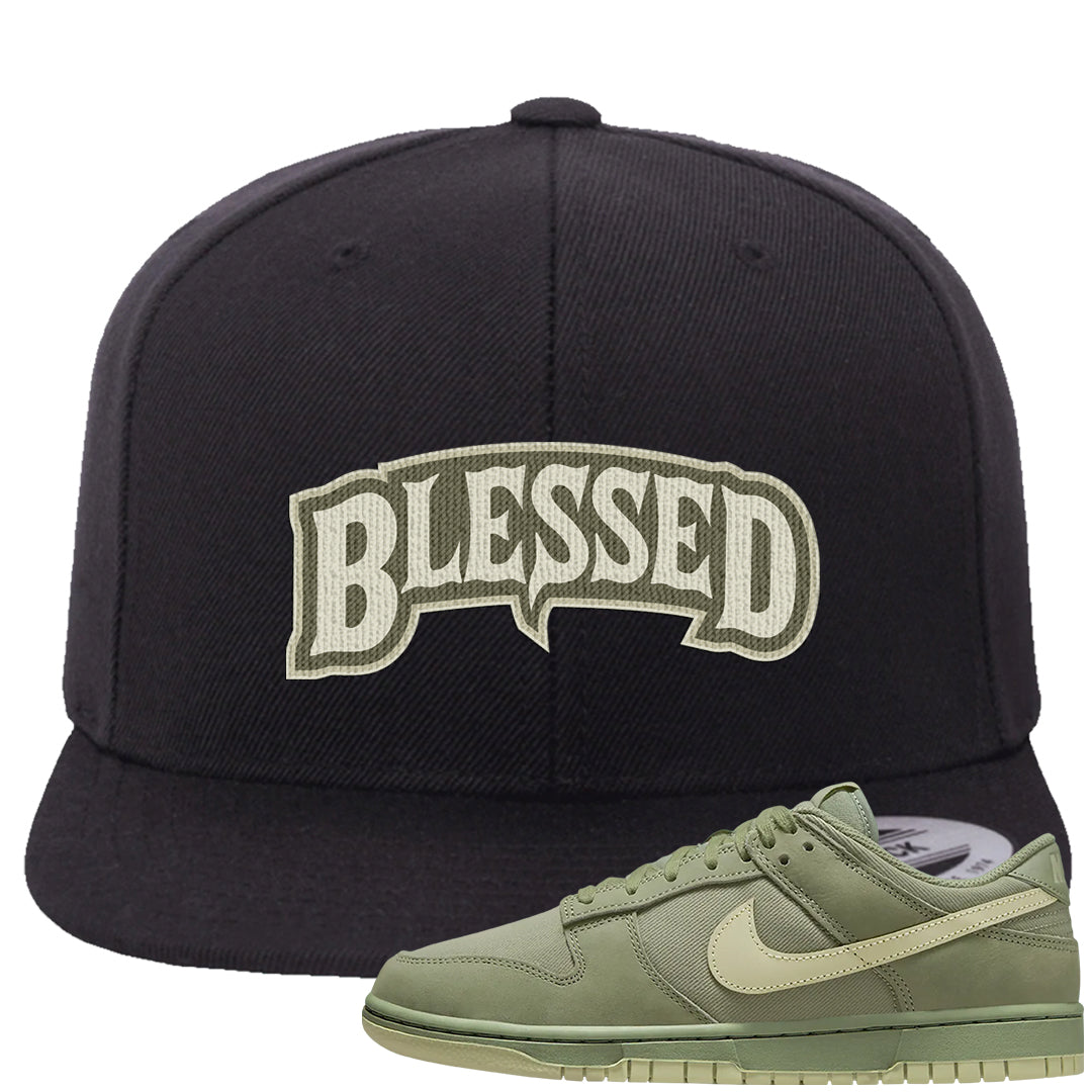 Oil Green Low Dunks Snapback Hat | Blessed Arch, Black