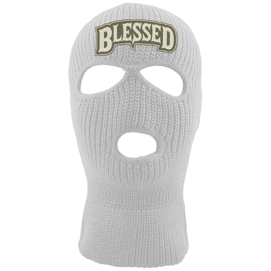 Oil Green Low Dunks Ski Mask | Blessed Arch, White