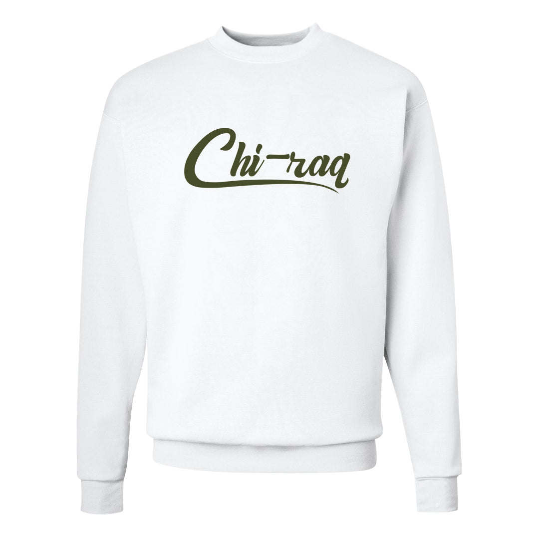 Oil Green Low Dunks Crewneck Sweatshirt | Chiraq, White