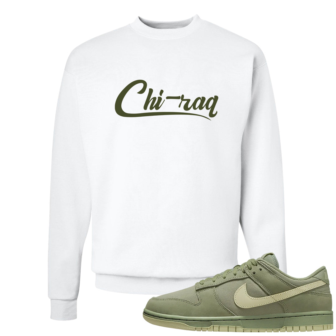 Oil Green Low Dunks Crewneck Sweatshirt | Chiraq, White