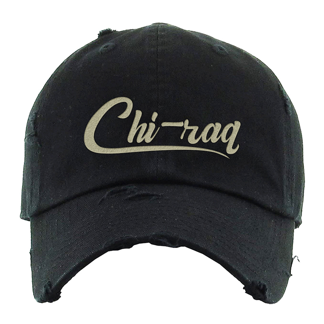 Oil Green Low Dunks Distressed Dad Hat | Chiraq, Black
