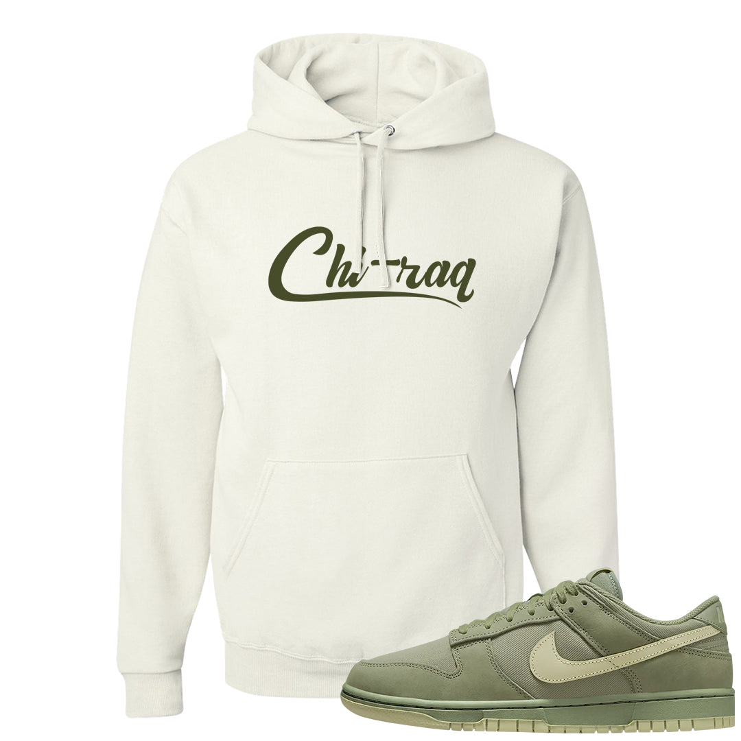 Oil Green Low Dunks Hoodie | Chiraq, White