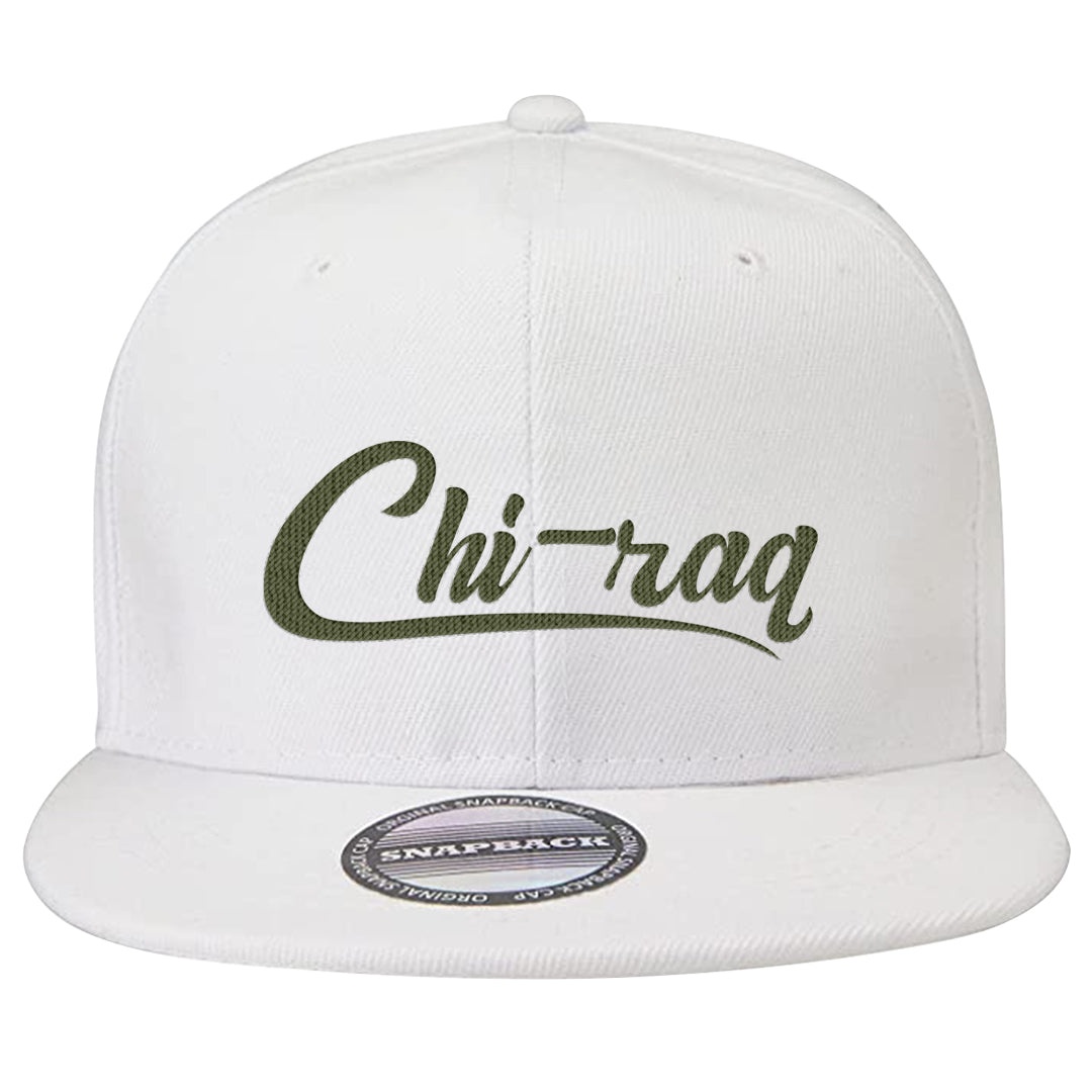 Oil Green Low Dunks Snapback Hat | Chiraq, White