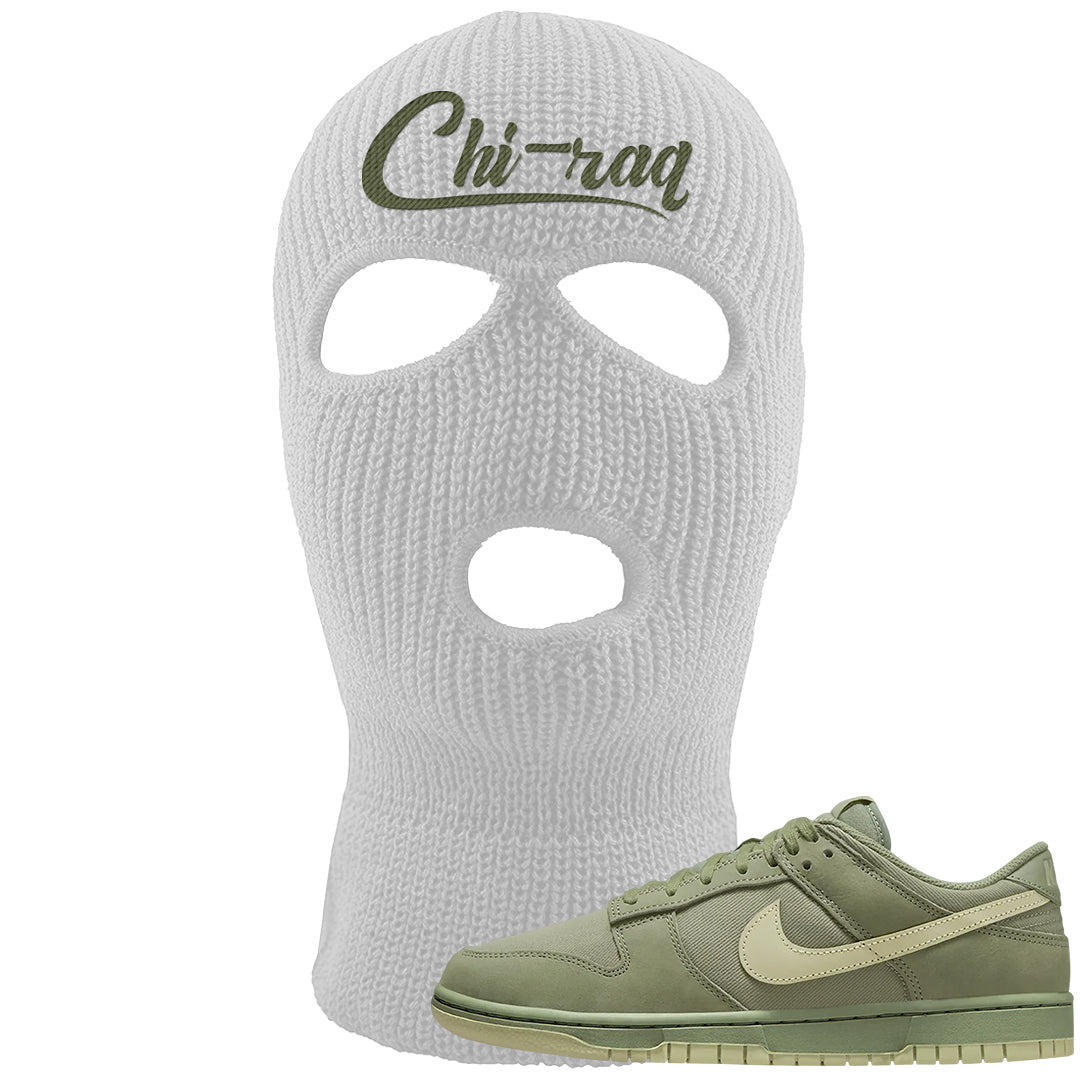 Oil Green Low Dunks Ski Mask | Chiraq, White