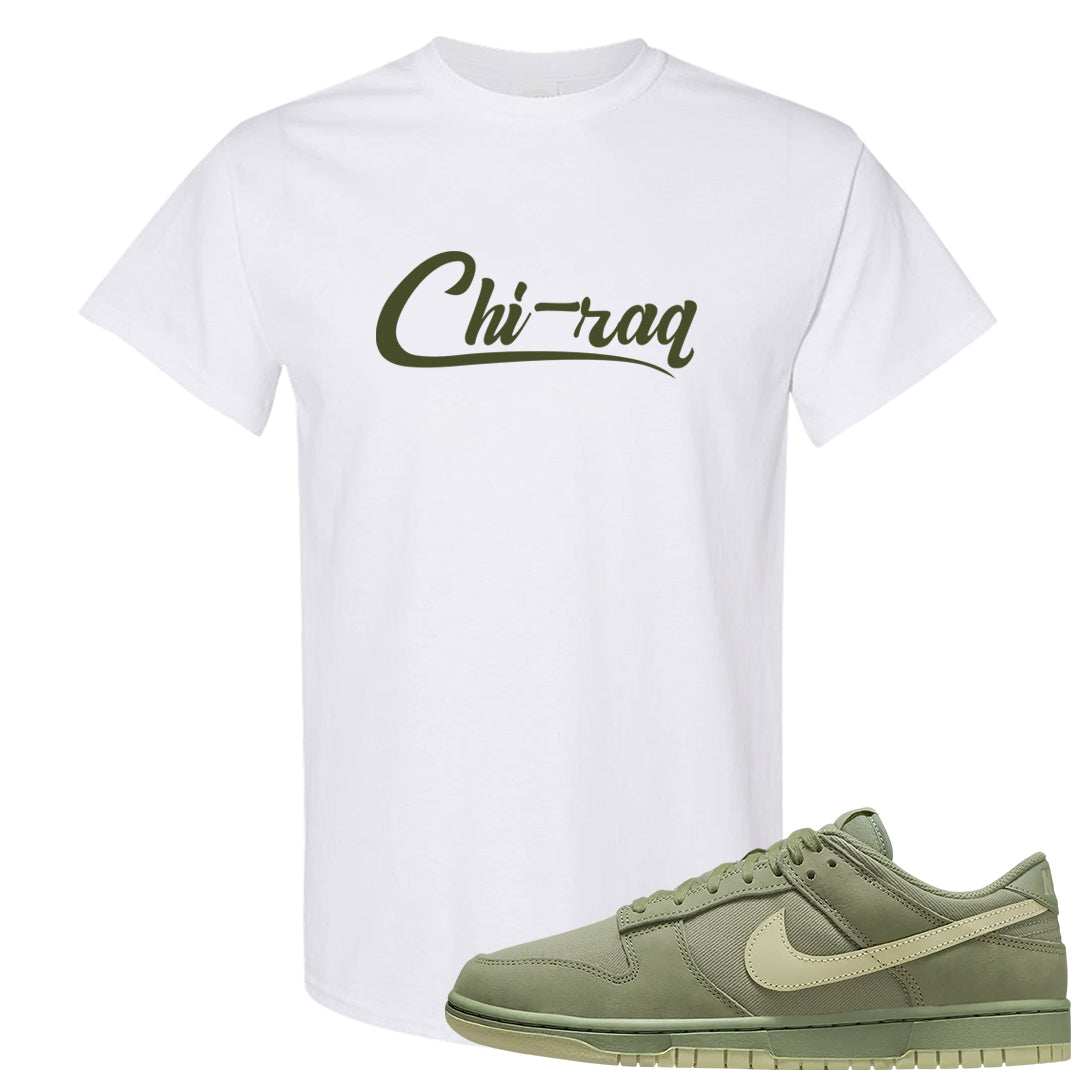 Oil Green Low Dunks T Shirt | Chiraq, White