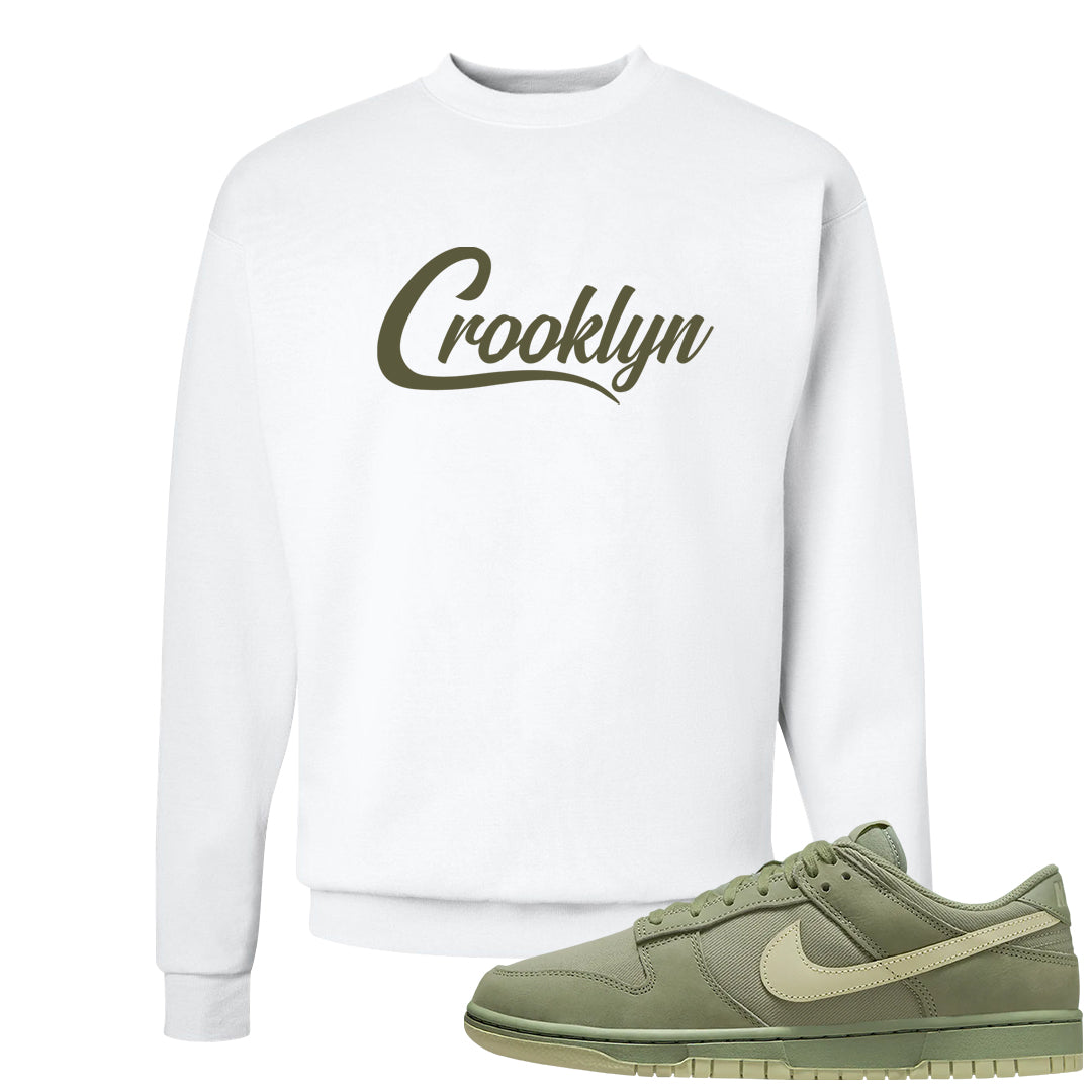 Oil Green Low Dunks Crewneck Sweatshirt | Crooklyn, White