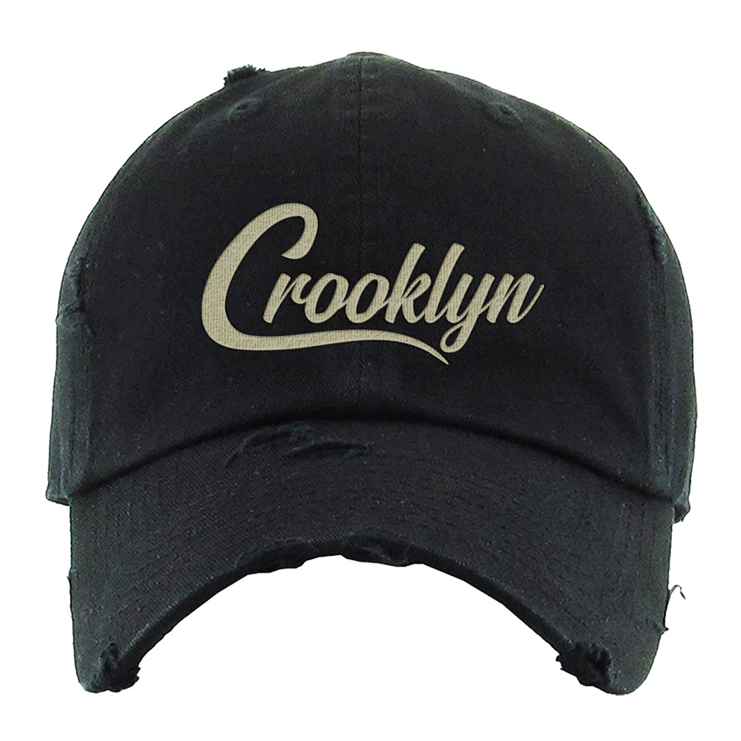 Oil Green Low Dunks Distressed Dad Hat | Crooklyn, Black