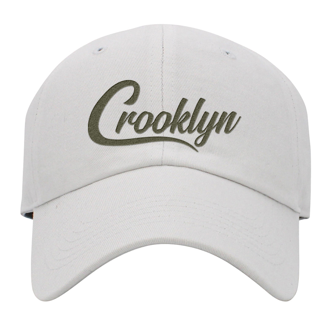 Oil Green Low Dunks Dad Hat | Crooklyn, White