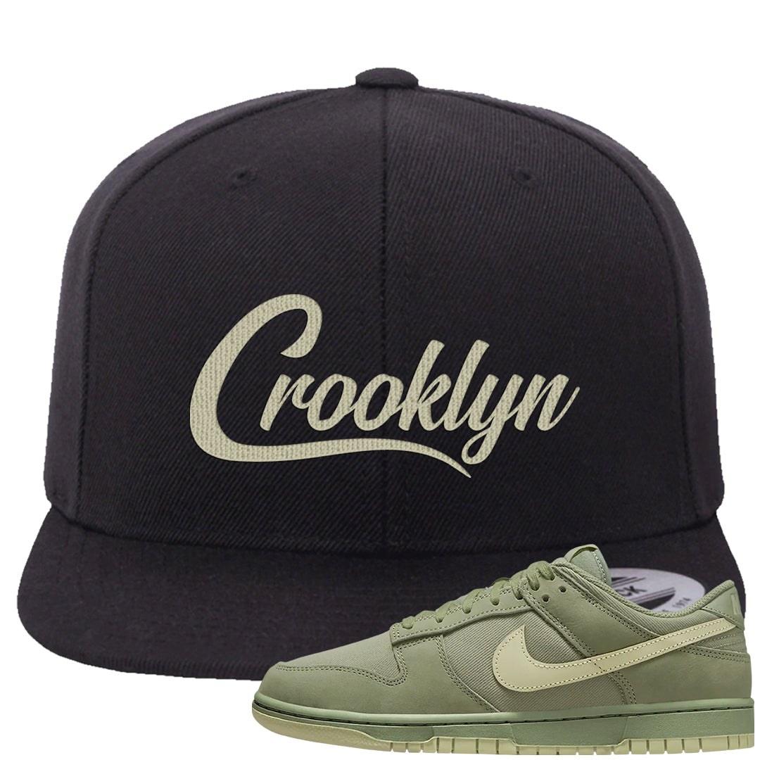 Oil Green Low Dunks Snapback Hat | Crooklyn, Black