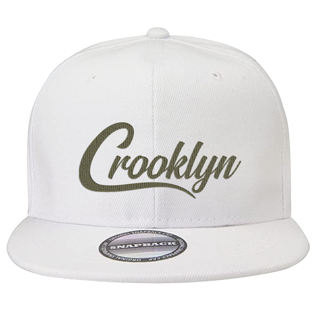 Oil Green Low Dunks Snapback Hat | Crooklyn, White