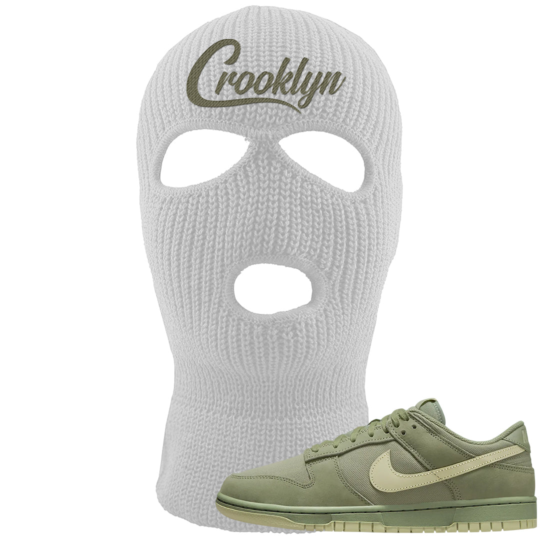 Oil Green Low Dunks Ski Mask | Crooklyn, White