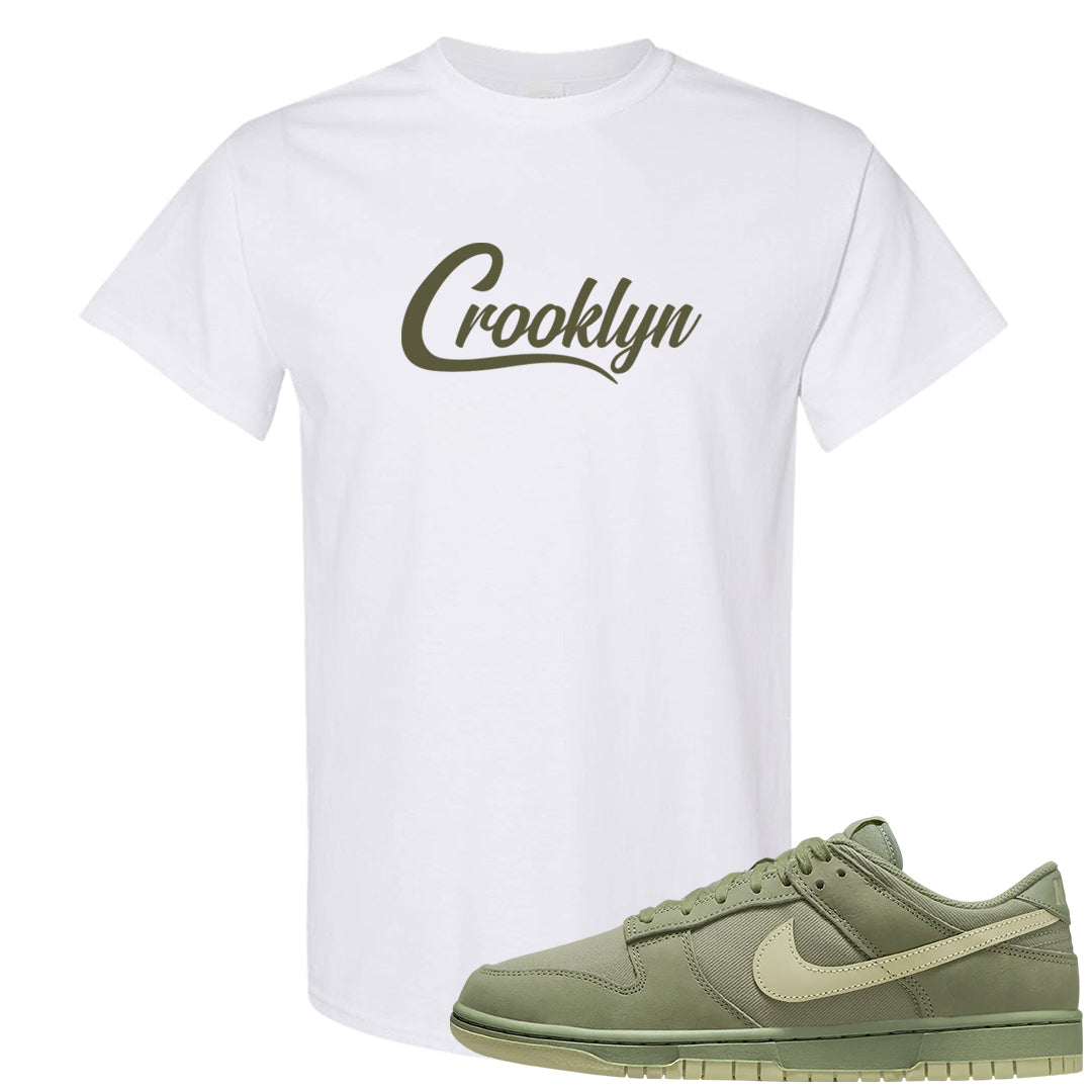 Oil Green Low Dunks T Shirt | Crooklyn, White