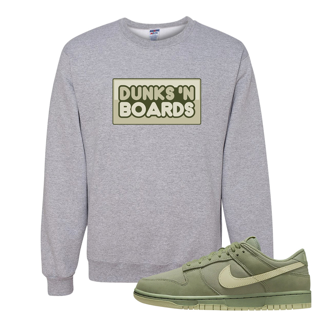 Oil Green Low Dunks Crewneck Sweatshirt | Dunks N Boards, Ash