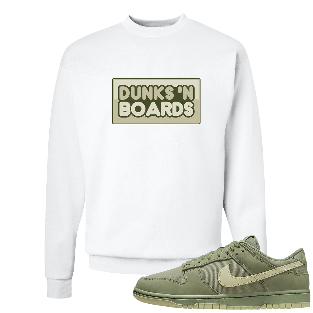 Oil Green Low Dunks Crewneck Sweatshirt | Dunks N Boards, White